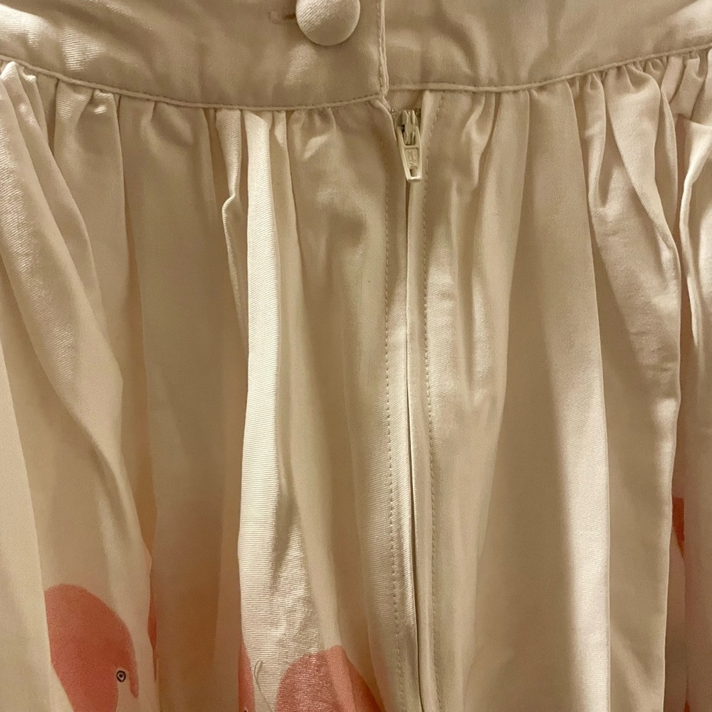 NWT Unique Vintage White & Pink Flamingo Print Circle Skirt - Picture 3 of 3